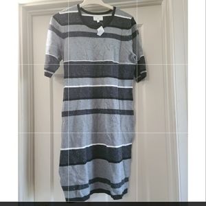 Lou & Grey sweater dress M NWT, grey striped cozy